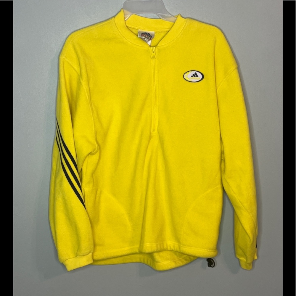 Vintage Adidas Yellow Half Zip Sport Pullover Size XL
